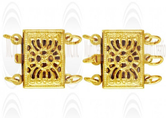 14K yellow gold filigree box clasp, rectangular, 12x10mm, jewelry making finding, wholesale