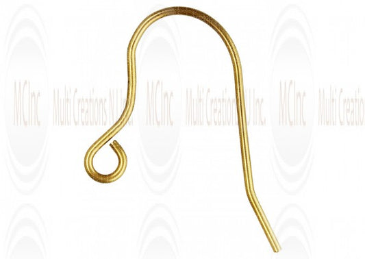 14K yellow gold plain ear wires, 16mm, jewelry making finding
