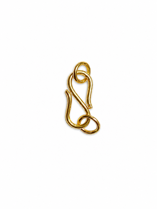 14K yellow gold S-hook with rings, 10mm, jewelry making finding