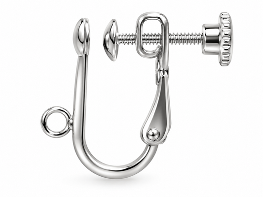 Sterling silver screw-on lever back with ring, 16mm, jewelry making finding