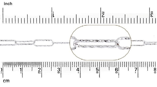 Paper clip chain, 10x3mm, diamond cut, sold by the foot