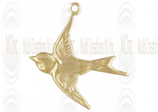 Gold filled bird charm with ring, 17mm, jewelry making finding