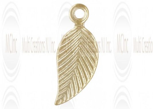 Gold filled leaf charm, right, 5x10mm, jewelry making finding