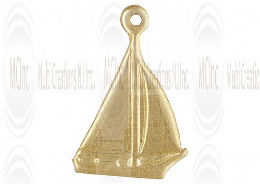 Gold filled sailboat charm, 10x13mm, jewelry making finding