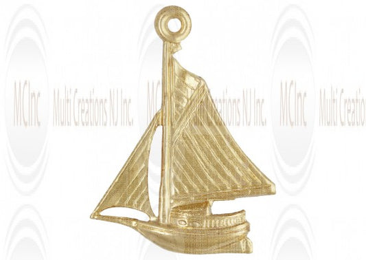 Gold filled sailboat charm, 15x17mm, jewelry making finding