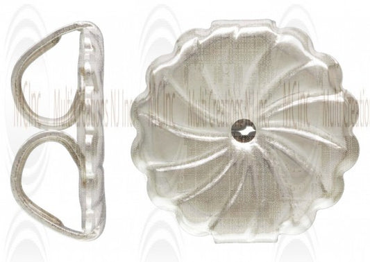 Sterling silver flower push back ear nut, 9mm, jewelry making finding