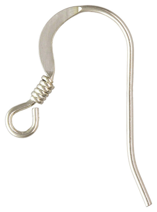 Sterling silver ear wire with coil, jewelry making finding, wholesale