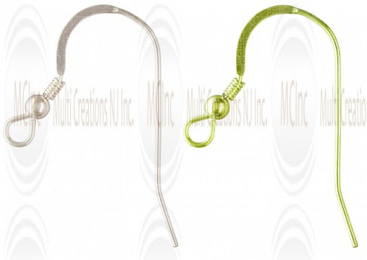 Sterling silver ear wire with ball and coil, 25mm, jewelry making finding, wholesale