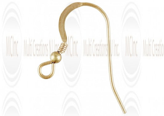 Gold filled ear wire with bead and coil, 25mm, jewelry making finding