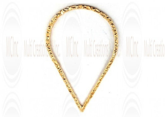 Gold filled link, pear shape flat textured, 43x27mm, jewelry making finding