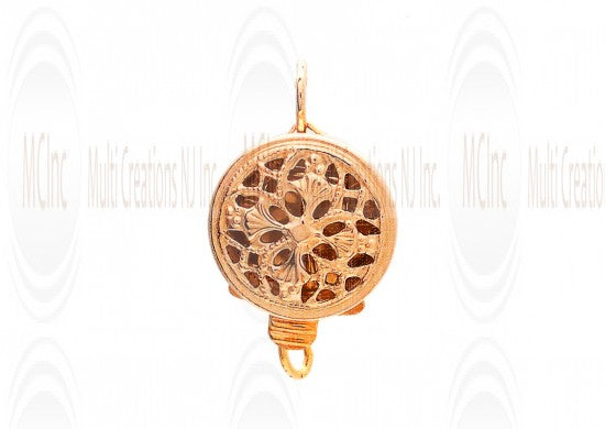 14BCR11Y : 14 K Yellow Gold Filigree Box Clasp for 1 Strand : Round 9 mm
