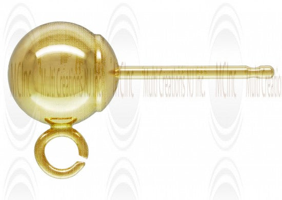 14 K Yellow Gold Ear Post with Open Ring (Available in 2 Sizes)