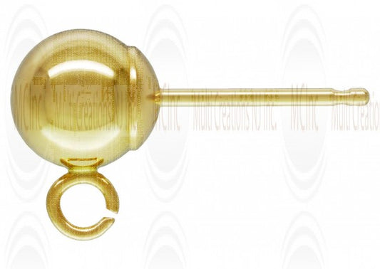 14 K Yellow Gold Ear Post with Open Ring (Available in 2 Sizes)