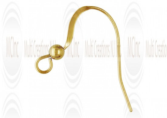 14EW2Y : 14 K Yellow Gold Ear Wires with Ball : 16 mm