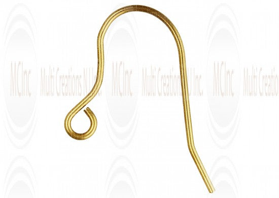 14EW4Y : 14 K Yellow Gold Plain Ear Wires : 16 mm