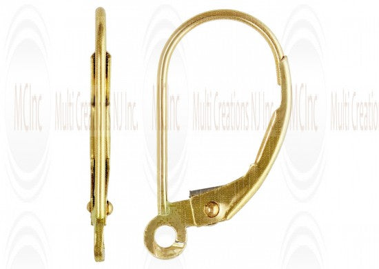 14LB3Y : 14 K Yellow Gold  Lever Back - Plain : 15.8 mm