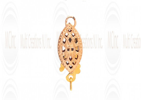 14PR135Y : 14 K Yellow Gold Filigree Pearl Clasp : Fish Shape :  13x5 mm