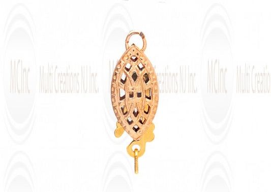 14PR135Y : 14 K Yellow Gold Filigree Pearl Clasp : Fish Shape :  13x5 mm