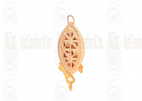 14PR166Y : 14 K Yellow Gold Filigree Pearl Clasp : Fish Shape :  16x6 mm