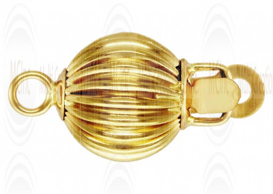 14 K Yellow Gold Currogated Ball Push Clasp (Available in 4 Sizes)