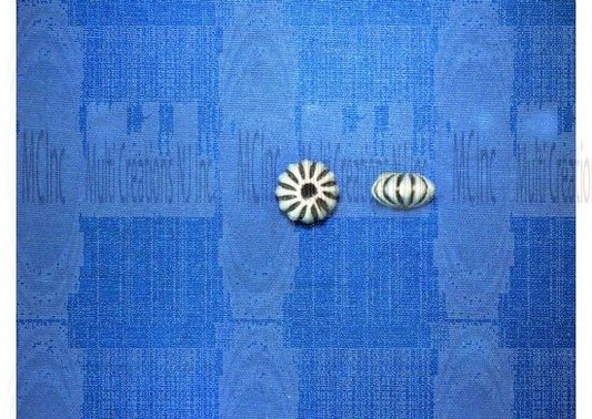 B628 : Bali Silver Beads : Corrugated Saucer Beads : 7 mm / 8" Strand (Available in 2 Finishes)