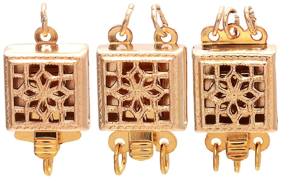 BCF : Gold Filled Filigree Box Clasps  - Square - 8.5 mm 