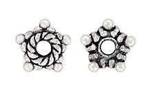 C124 : Bali Silver Star Bead Caps : 8 mm (Available in 2 Finishes)