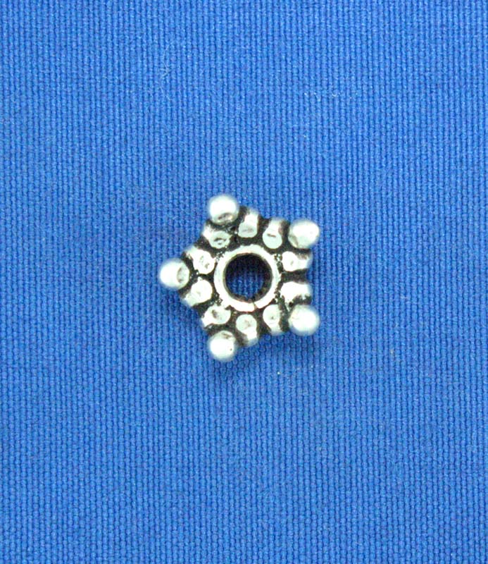 C120 : Bali Silver Star Bead Caps : 6 mm (Available in 2 Finishes)