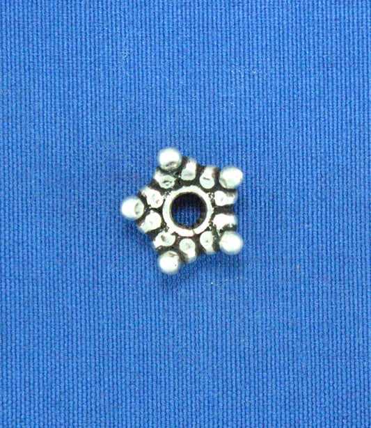 C120 : Bali Silver Star Bead Caps : 6 mm (Available in 2 Finishes)