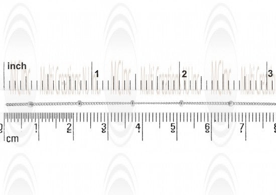 Satellite Chain : 1 mm Curb Chain with 1.8 mm Round Balls 14 mm apart