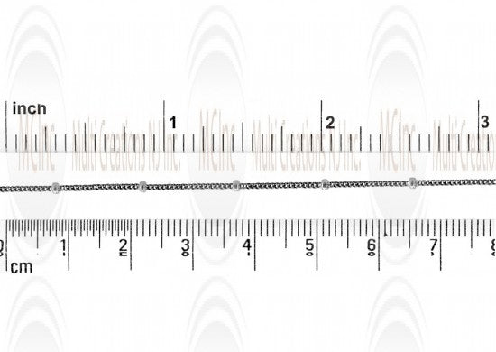 Two Tone Satellite Chain : 1 mm oxidized Curb Chain with 1.8 mm Bright Round Balls 14 mm apart