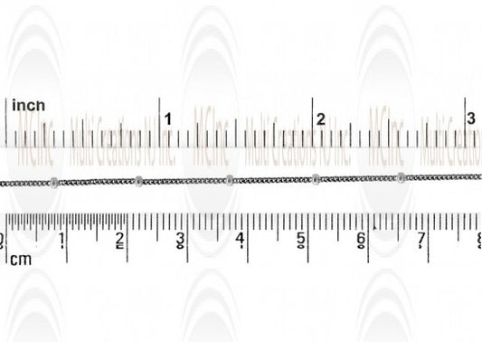 Two Tone Satellite Chain : 1 mm oxidized Curb Chain with 1.8 mm Bright Round Balls 14 mm apart