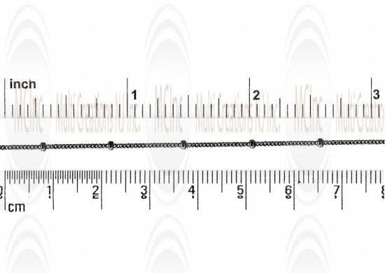 Oxidized Satellite Chain : 1 mm Curb Chain with 1.8 mm Round Balls 14 mm apart