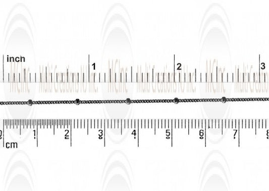 Oxidized Satellite Chain : 1 mm Curb Chain with 1.8 mm Round Balls 14 mm apart