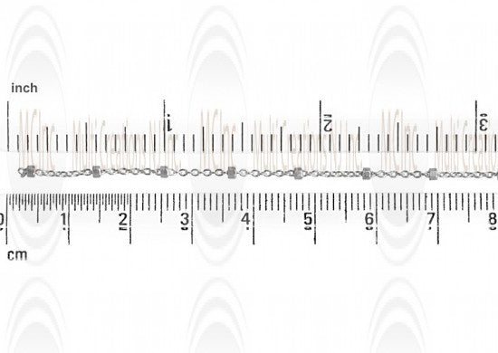 Satellite Chain : 1.2 mm Cable Chain with 2 mm Hexagonal Beads 10 mm apart