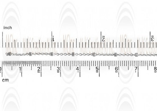 Satellite Chain : 1.2 mm Cable Chain with 2 mm Hexagonal Beads 10 mm apart