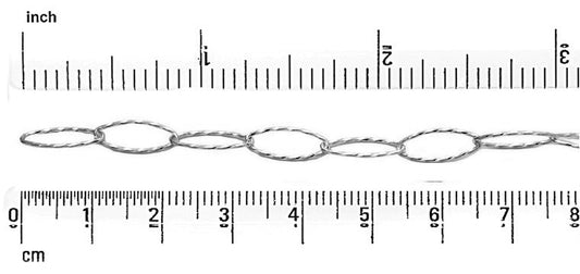 Oxidized Cable Chain : 12.7x5 mm Diamond Cut Eye Shape