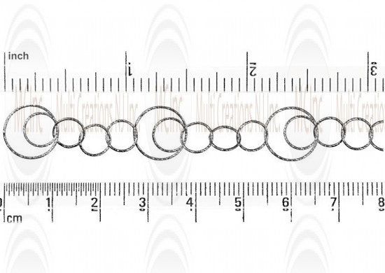Oxidized Diamond Cut Twin Round Link Chain :  11.5 and 7 mm  with 3 links of 7.75 mm 