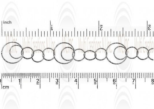 Oxidized Diamond Cut Twin Round Link Chain :  11.5 and 7 mm  with 3 links of 7.75 mm 