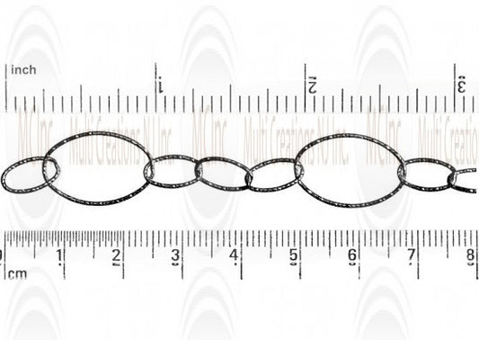 Oxidized Diamond Cut Oval Link Chain : 19x12.6 mm  with 3 oval links of  10x6 mm 