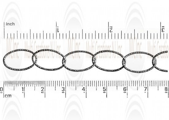 Oxidized Diamond Cut Oval Cable Chain : 16.8x10.6 mm 
