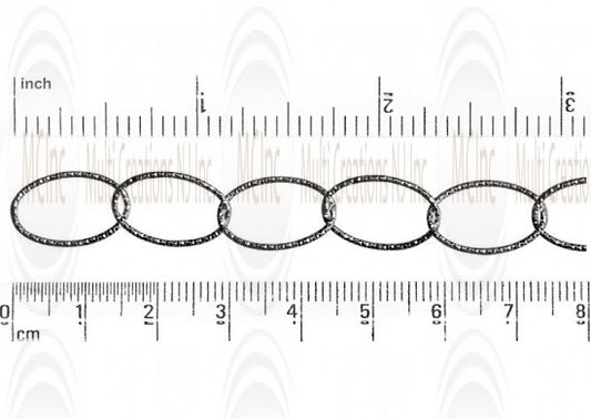 Oxidized Diamond Cut Oval Cable Chain : 16.8x10.6 mm 