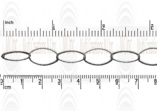 Oxidized Diamond Cut Oval  Cable Chain : 26.4x16.7 mm 