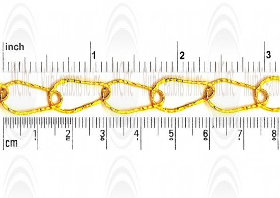 CHFPSFT1810 : GF Pear Shape Flat Hammered Cable Chain 18x10 mm