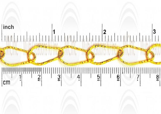 CHFPSFT1810 : GF Pear Shape Flat Hammered Cable Chain 18x10 mm