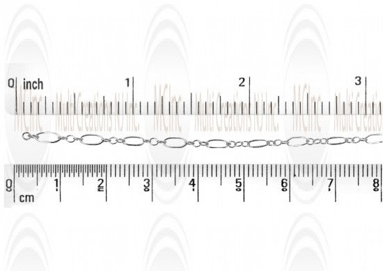 Eye Shape Link Chain : 5.4x2.5 mm  with 3 links of 2 mm