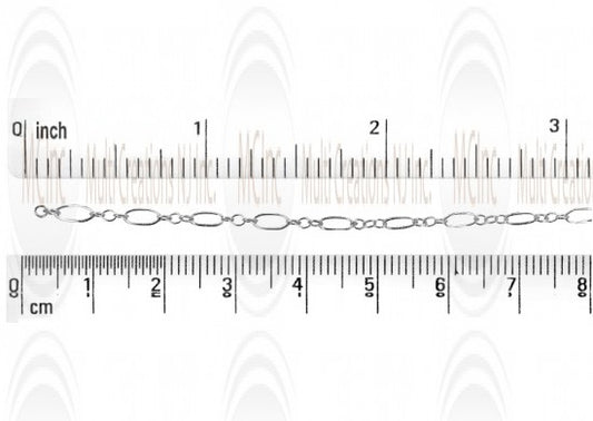 Eye Shape Link Chain : 5.4x2.5 mm  with 3 links of 2 mm