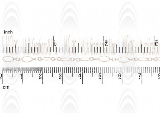 Eye Shape Link Chain : 7.5x4 mm  with 3 links of  2.5 mm
