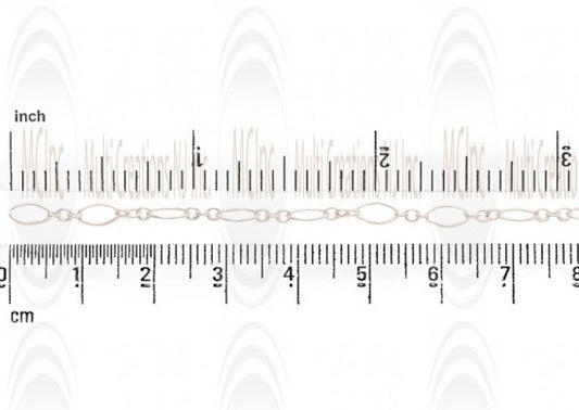 Eye Shape Link Chain : 7.5x4 mm  with 3 links of  2.5 mm