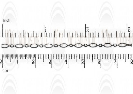 Oxidized Eye Shape Flat Link Chain : 4.6x2.5 mm with 3 links of  2 mm